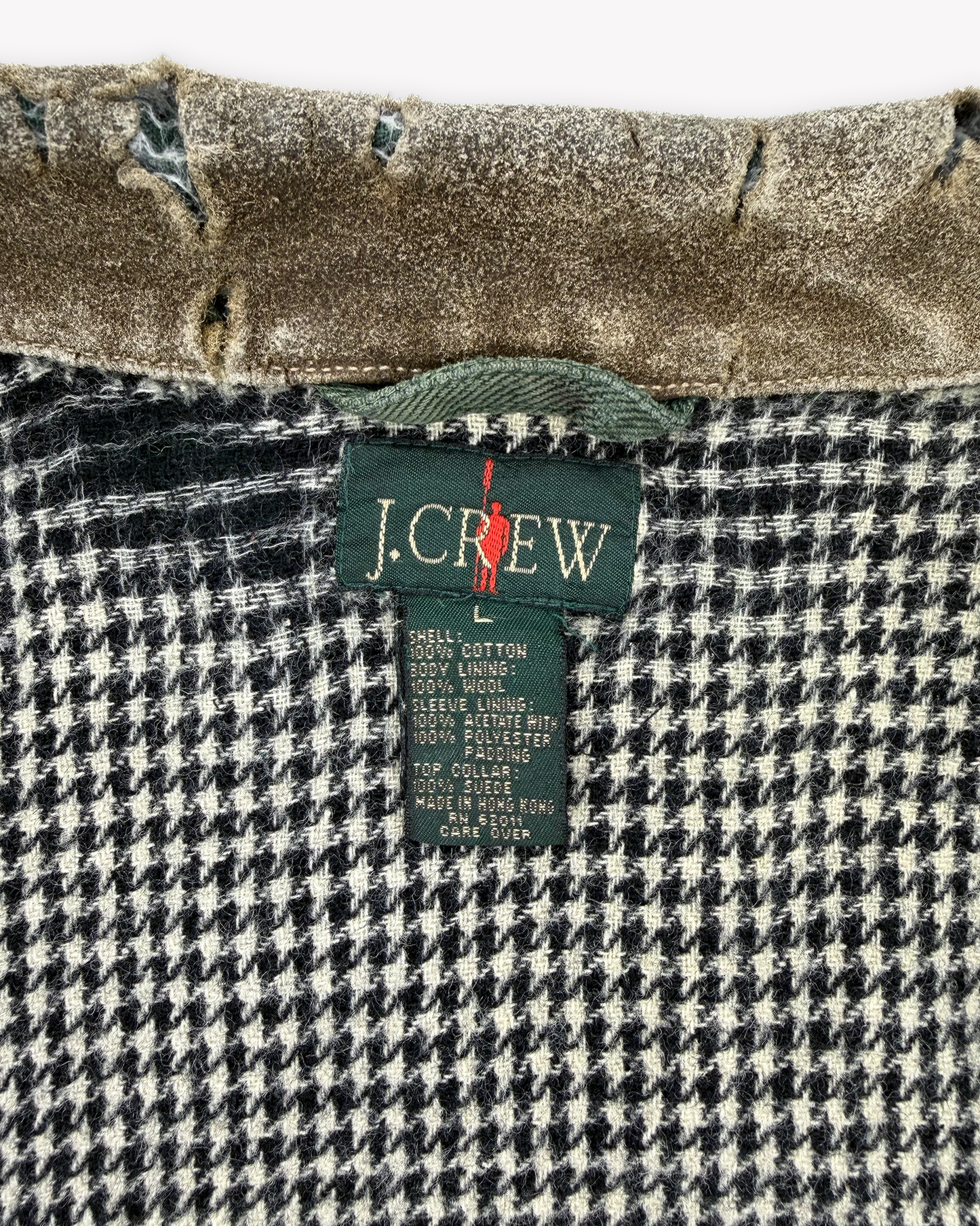 90s J.Crew Suede Collar Flannel Lined Trucker Jacket: Green L