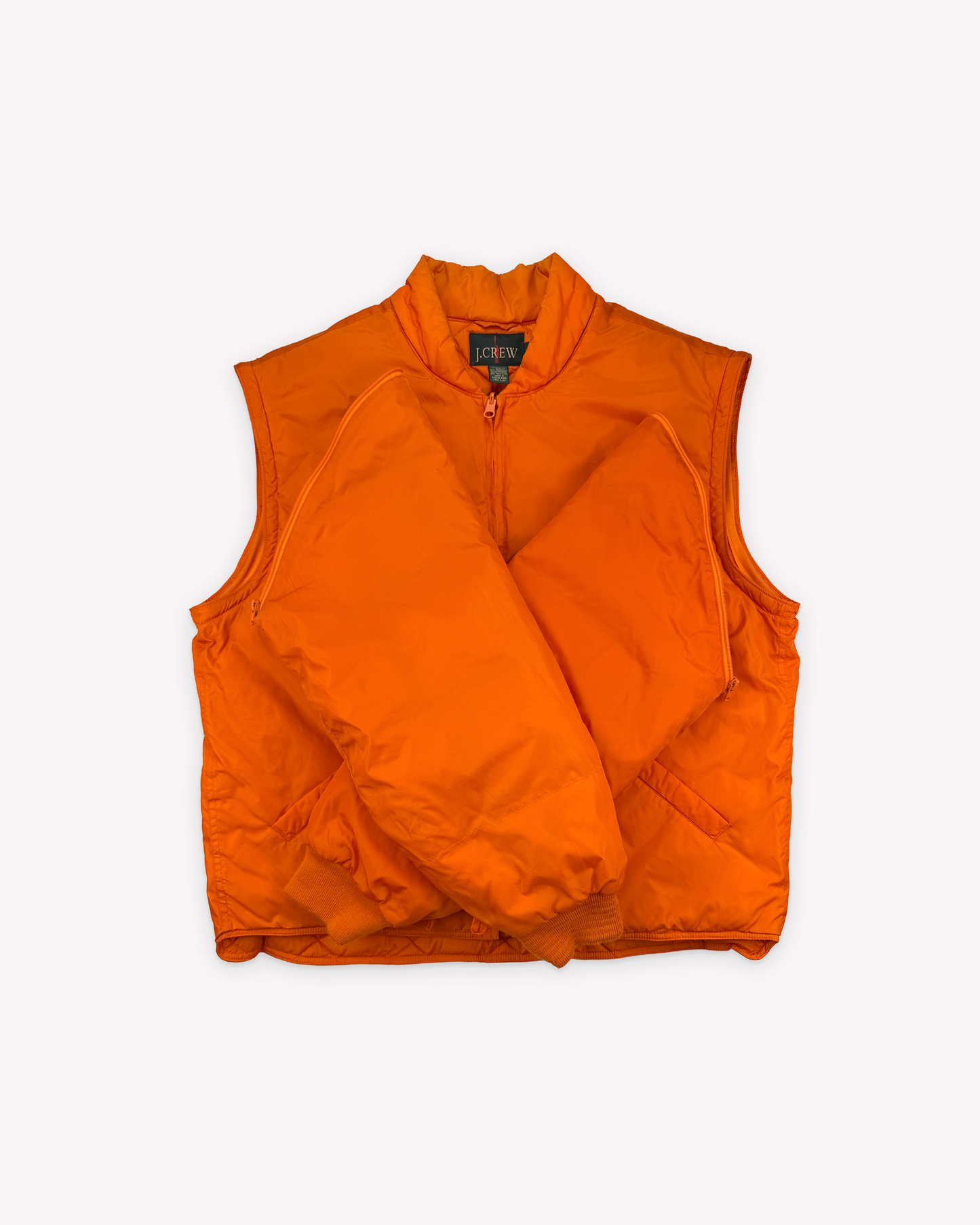 90s J.Crew Removable Sleeves Nylon Down Jacket: Orange L