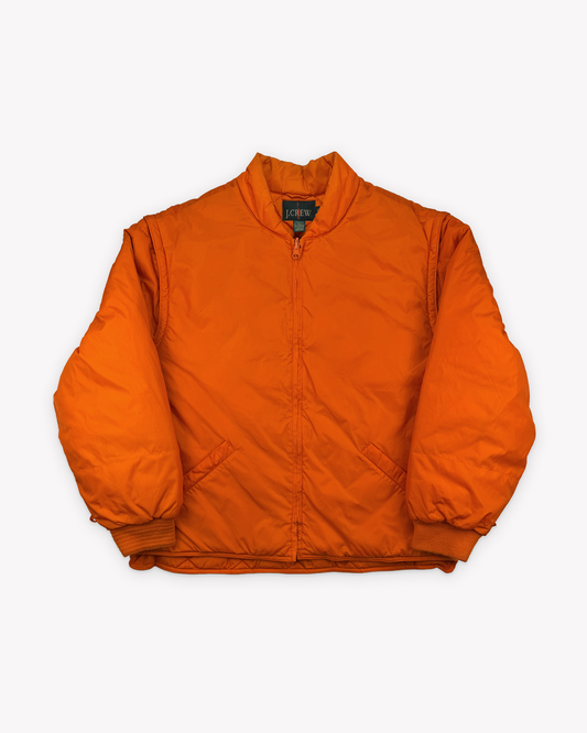 90s J.Crew Removable Sleeves Nylon Down Jacket: Orange L