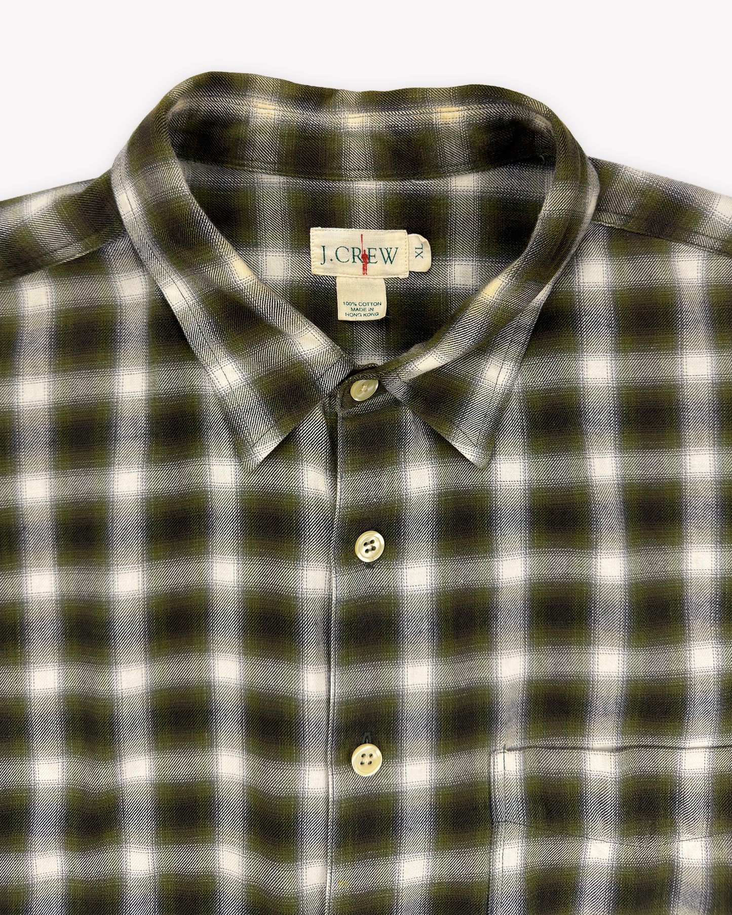 90s J.Crew Shadow Plaid Shirt: Olive XL