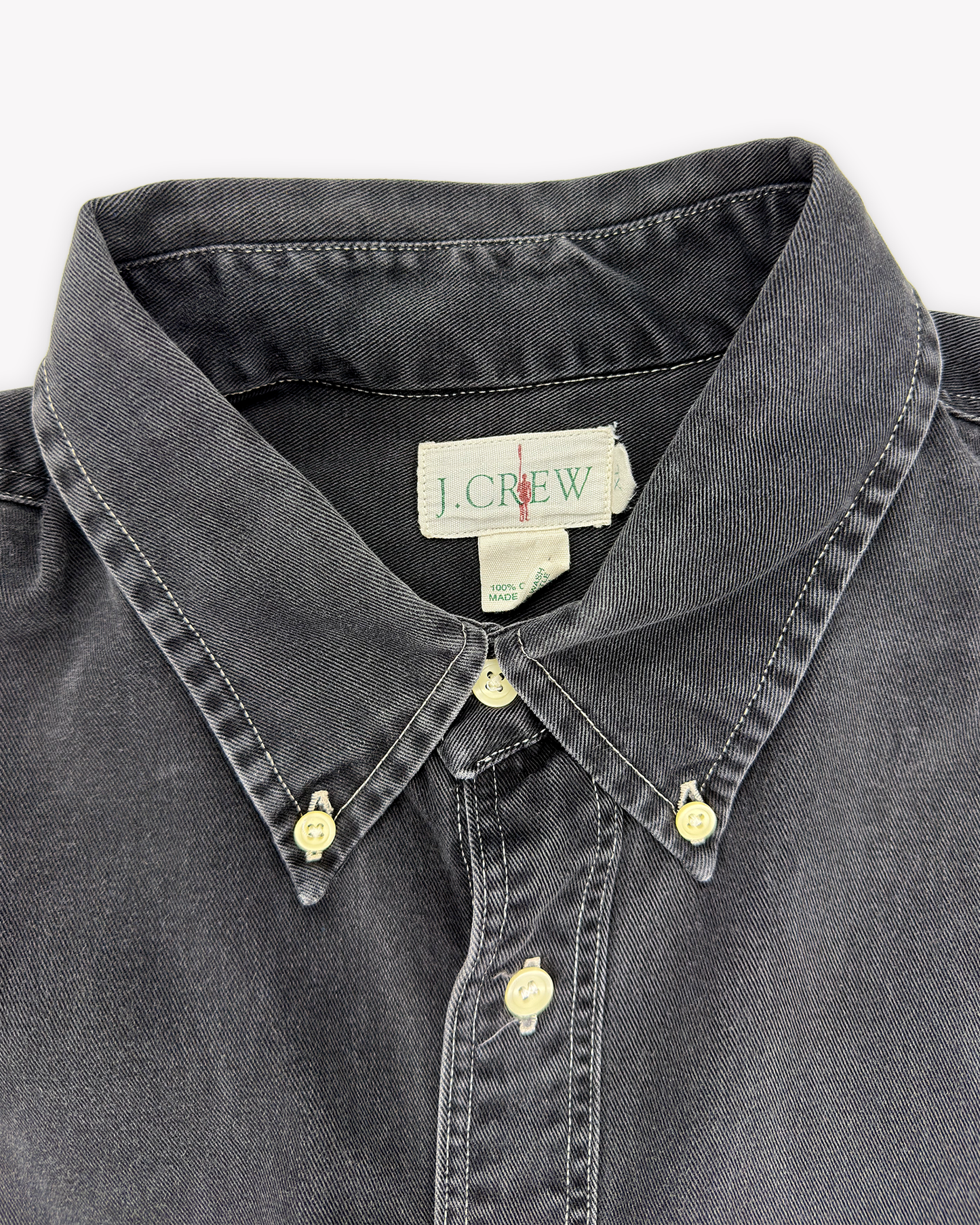 90s J.Crew Contrast Stitch Heavy Twill Shirt: Black XL
