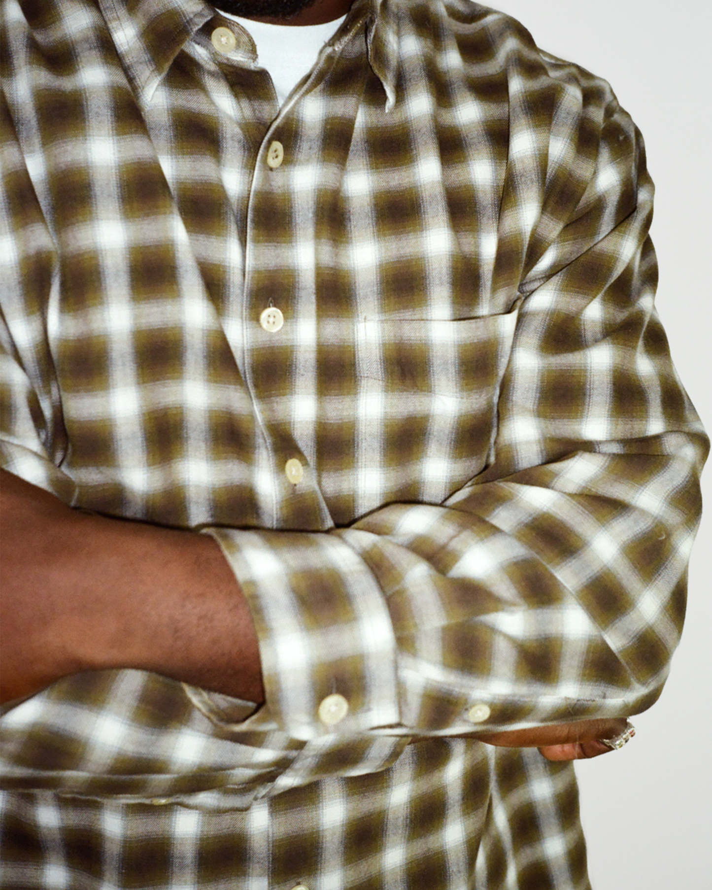 90s J.Crew Shadow Plaid Shirt: Olive XL