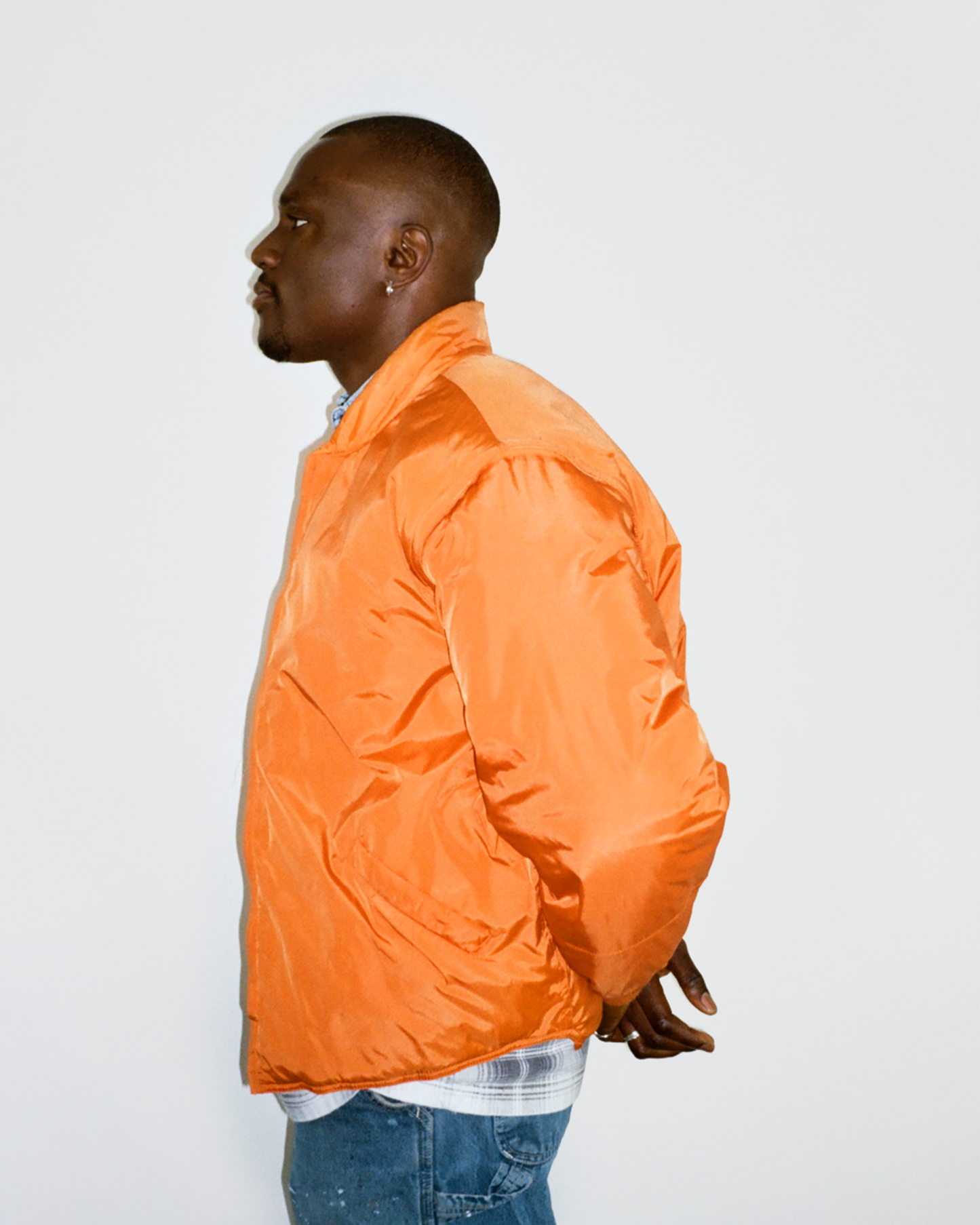 90s J.Crew Removable Sleeves Nylon Down Jacket: Orange L