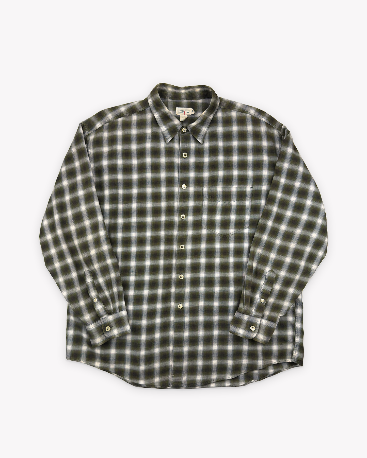 90s J.Crew Shadow Plaid Shirt: Olive XL