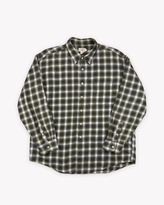 90s J.Crew Shadow Plaid Shirt: Olive XL