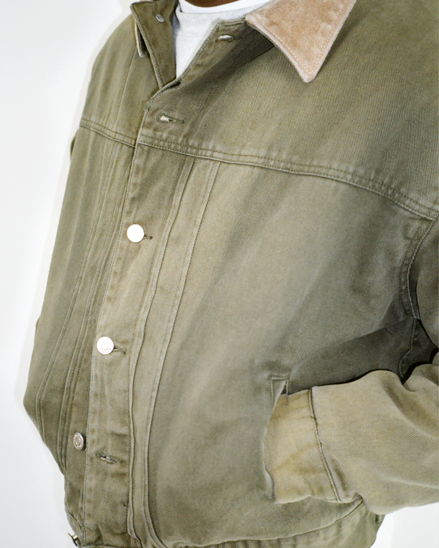 90s J.Crew Suede Collar Flannel Lined Trucker Jacket: Green L