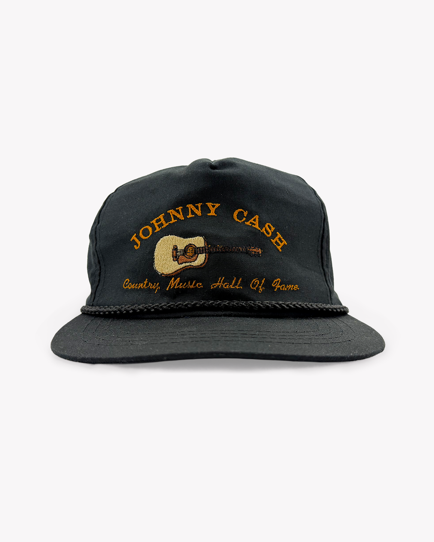 80s Johnny Cash 5 Panel Cap: Black