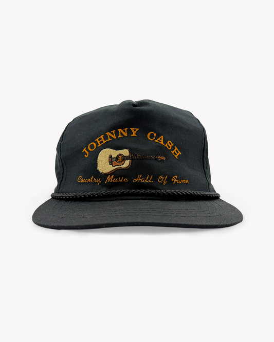 80s Johnny Cash 5 Panel Cap: Black