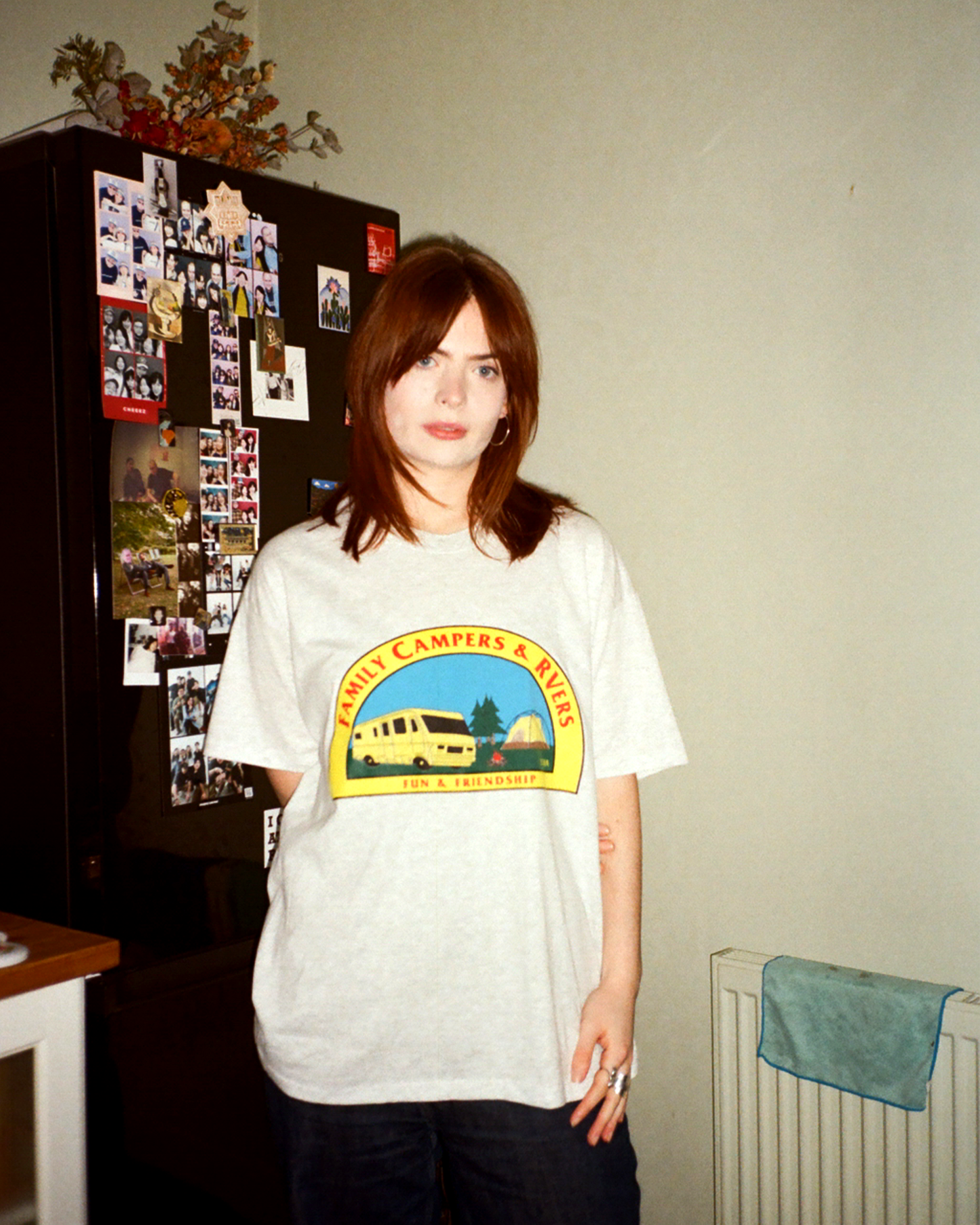 90s Family Campers Single Stitch Tee: Grey L/XL