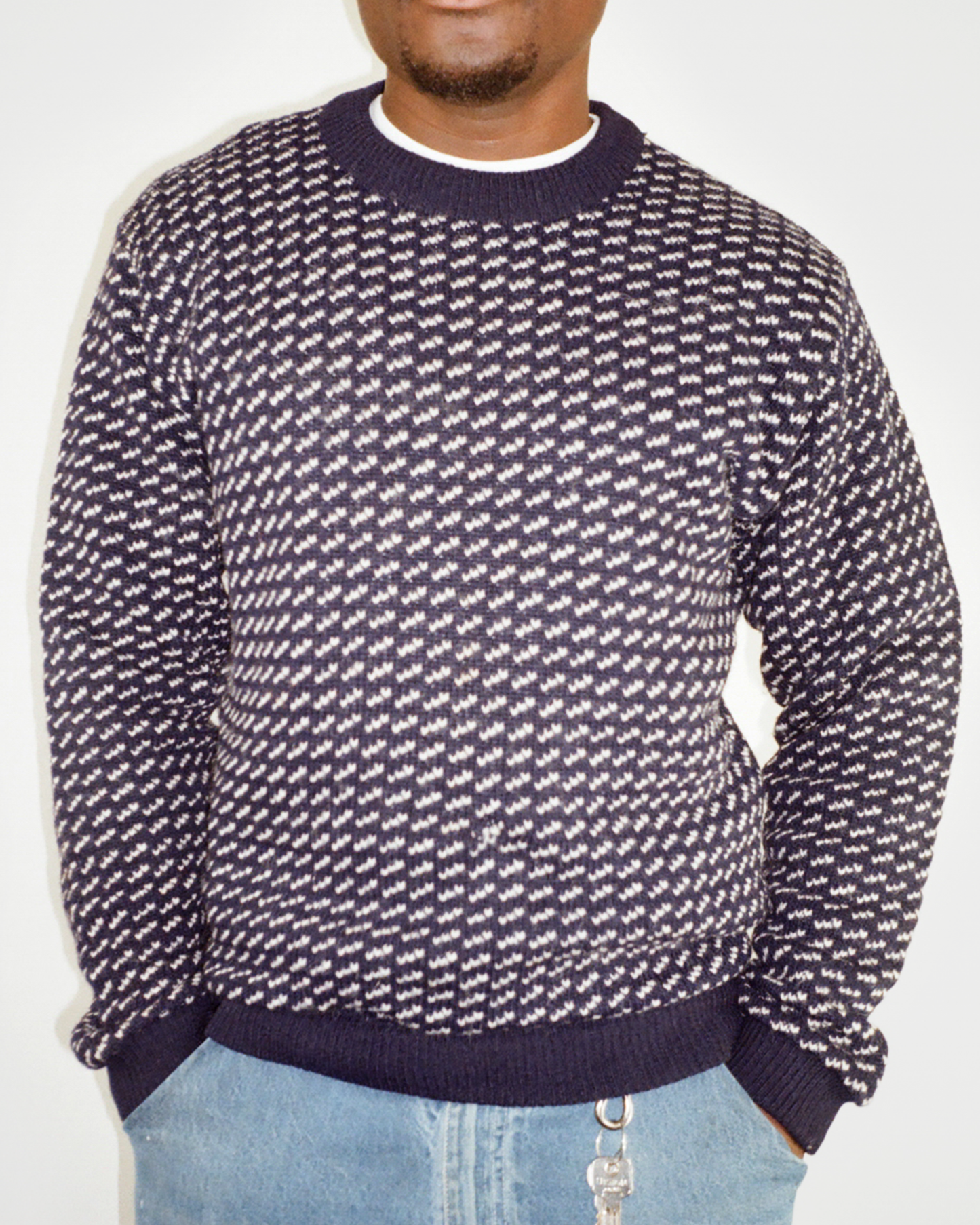 80s L.L.Bean Norwegian Bird's Eye Sweater: Navy L