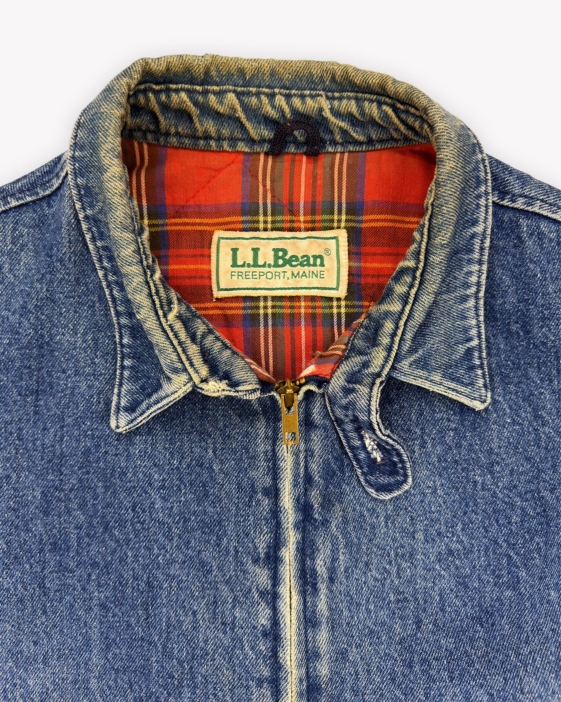 Vintage 80s L.L.Bean Flannel Lined Denim Harrington Jacket: Blue Vintage 80s L.L.Bean Flannel Lined Denim Harrington Jacket: Blue