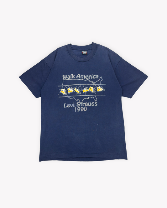 1990 Walk America Single Stitch Tee: Blue S/M