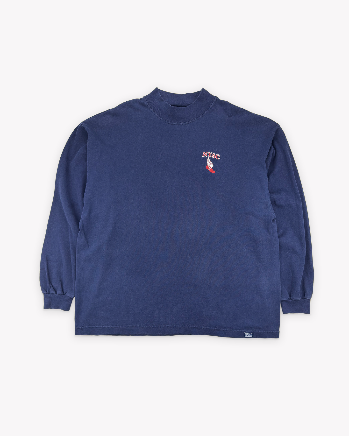 90s NYAC Mock Neck LS Tee: Navy L