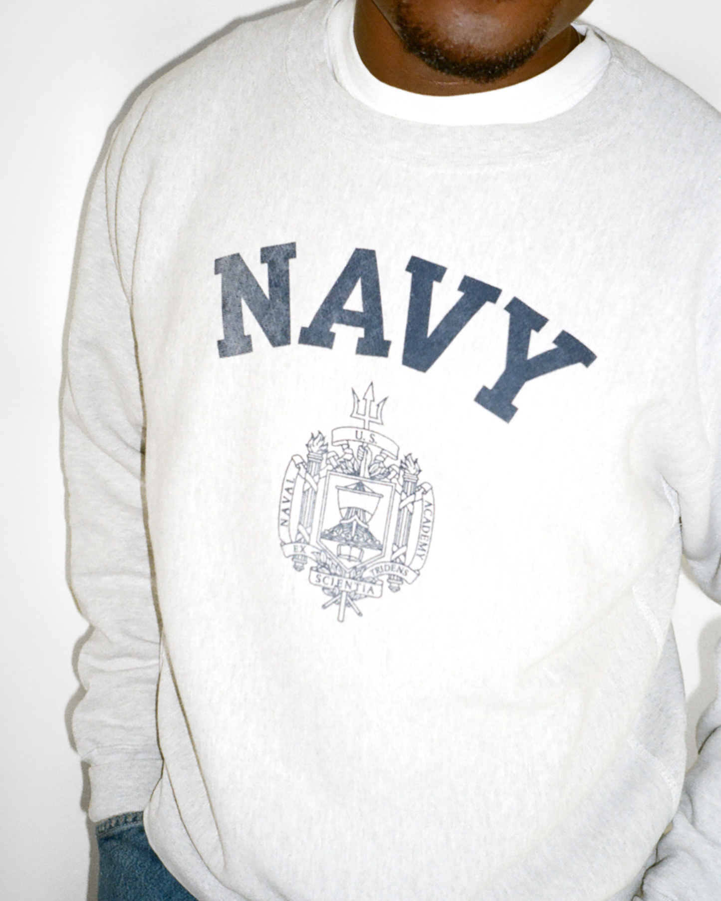 80s U.S. Naval Academy Sweatshirt: Grey XL