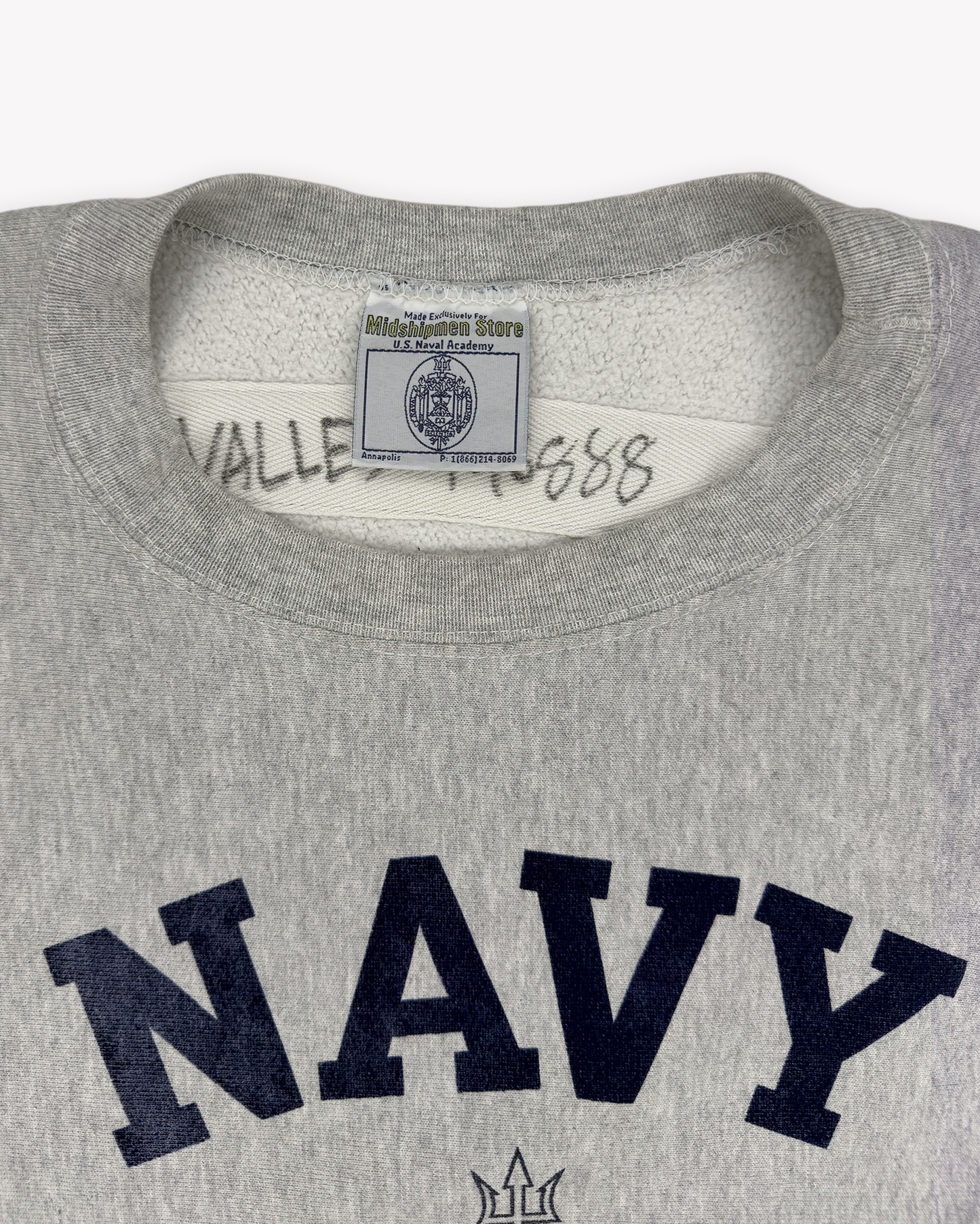 80s U.S. Naval Academy Sweatshirt: Grey XL