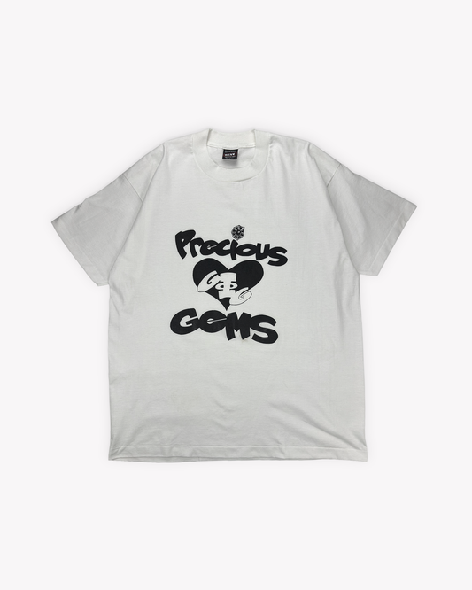 90s Precious Gems Single Stitch Tee: White L/XL