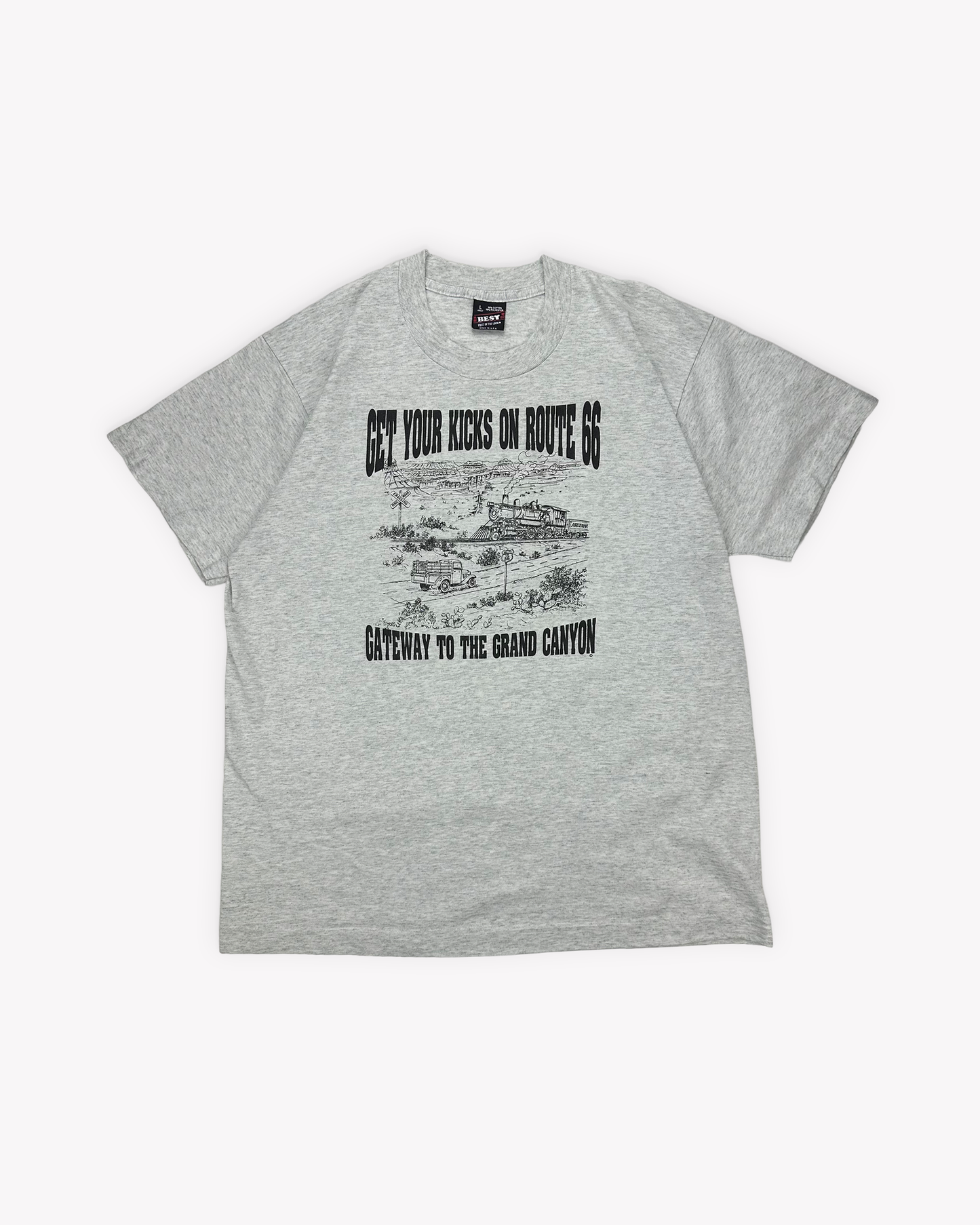90s Route 66 Single Stitch Tee: Grey S/M