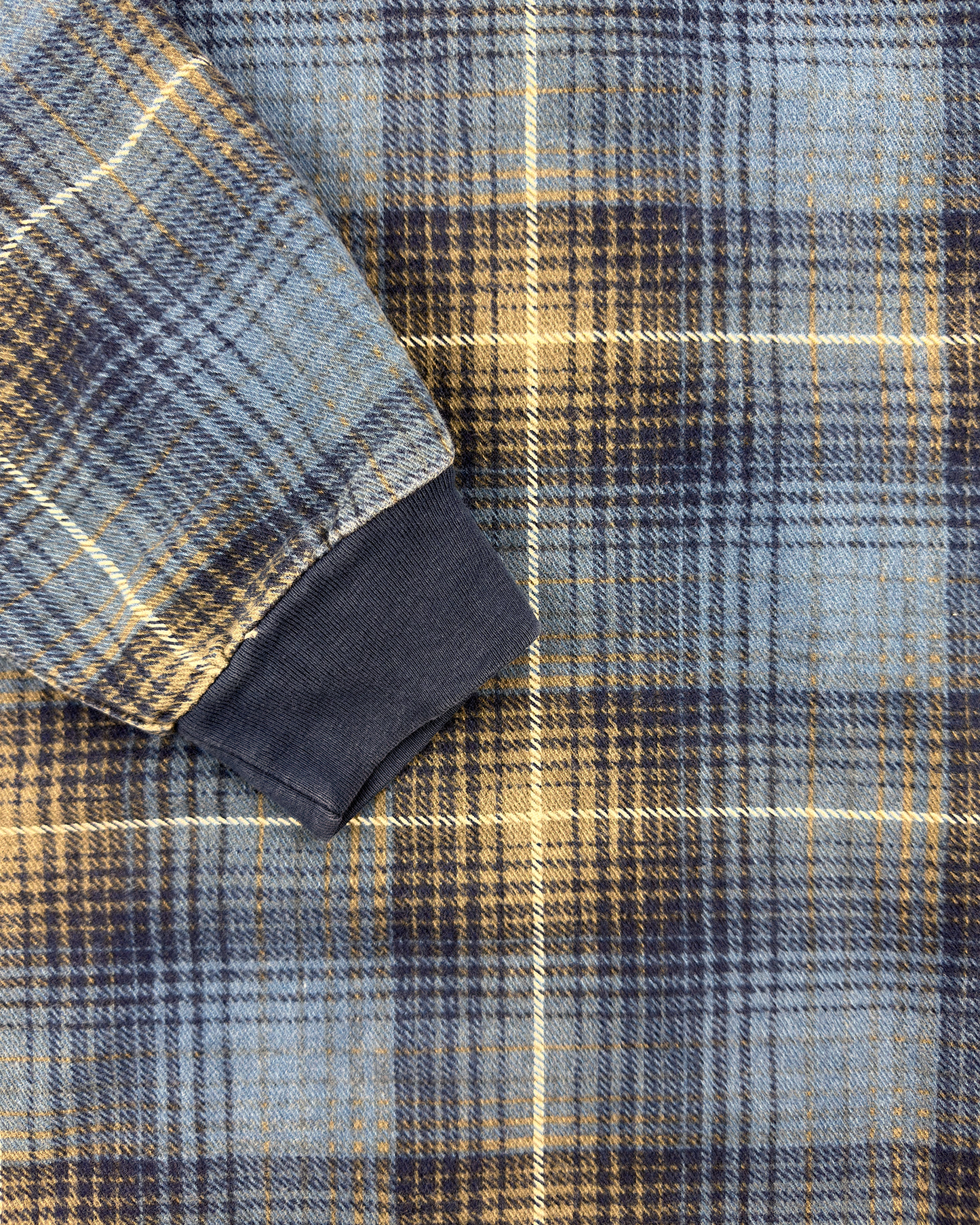 90s Structure Shadow Plaid Rugby: Blue XL