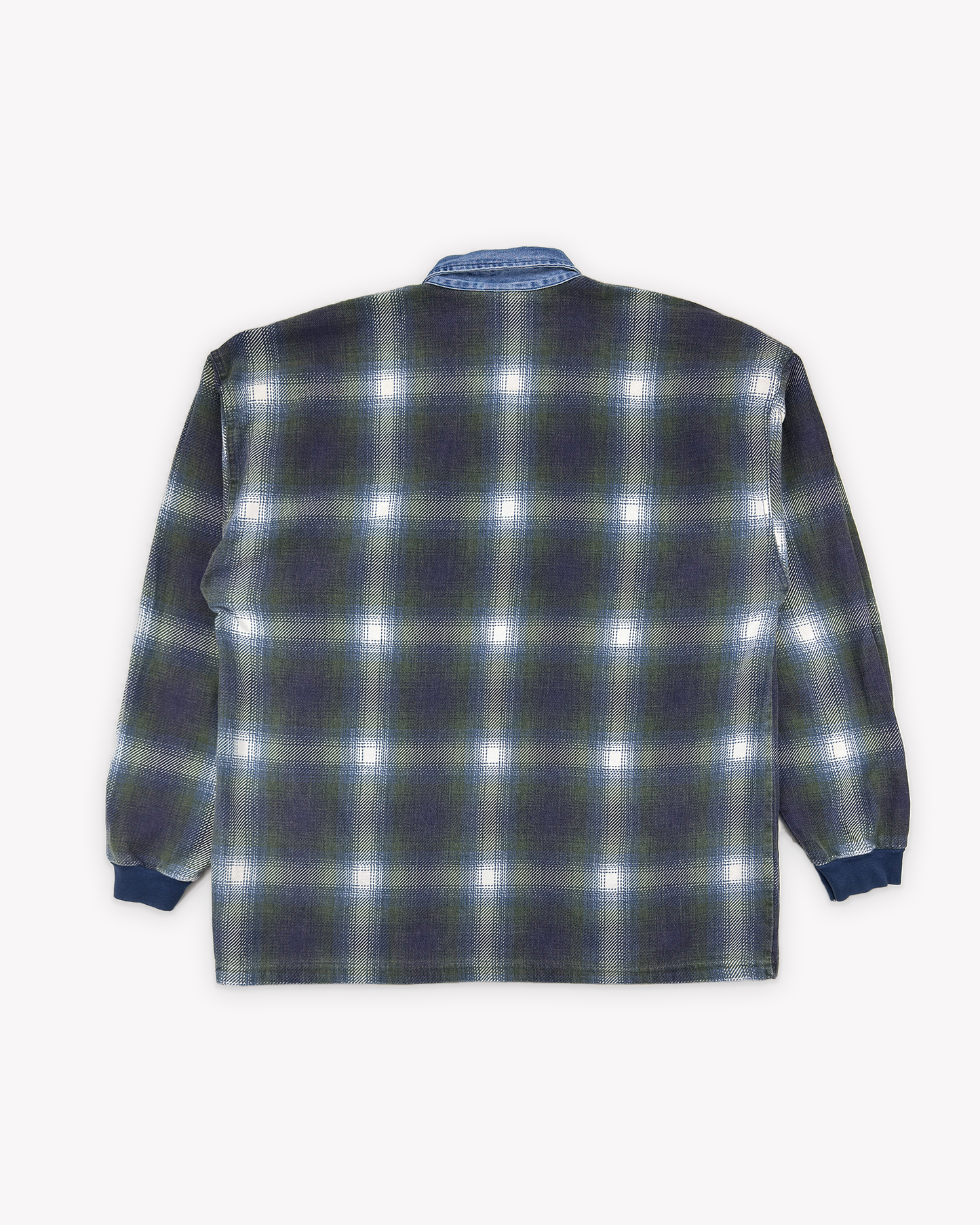 90s Structure Shadow Plaid Rugby: Navy XL
