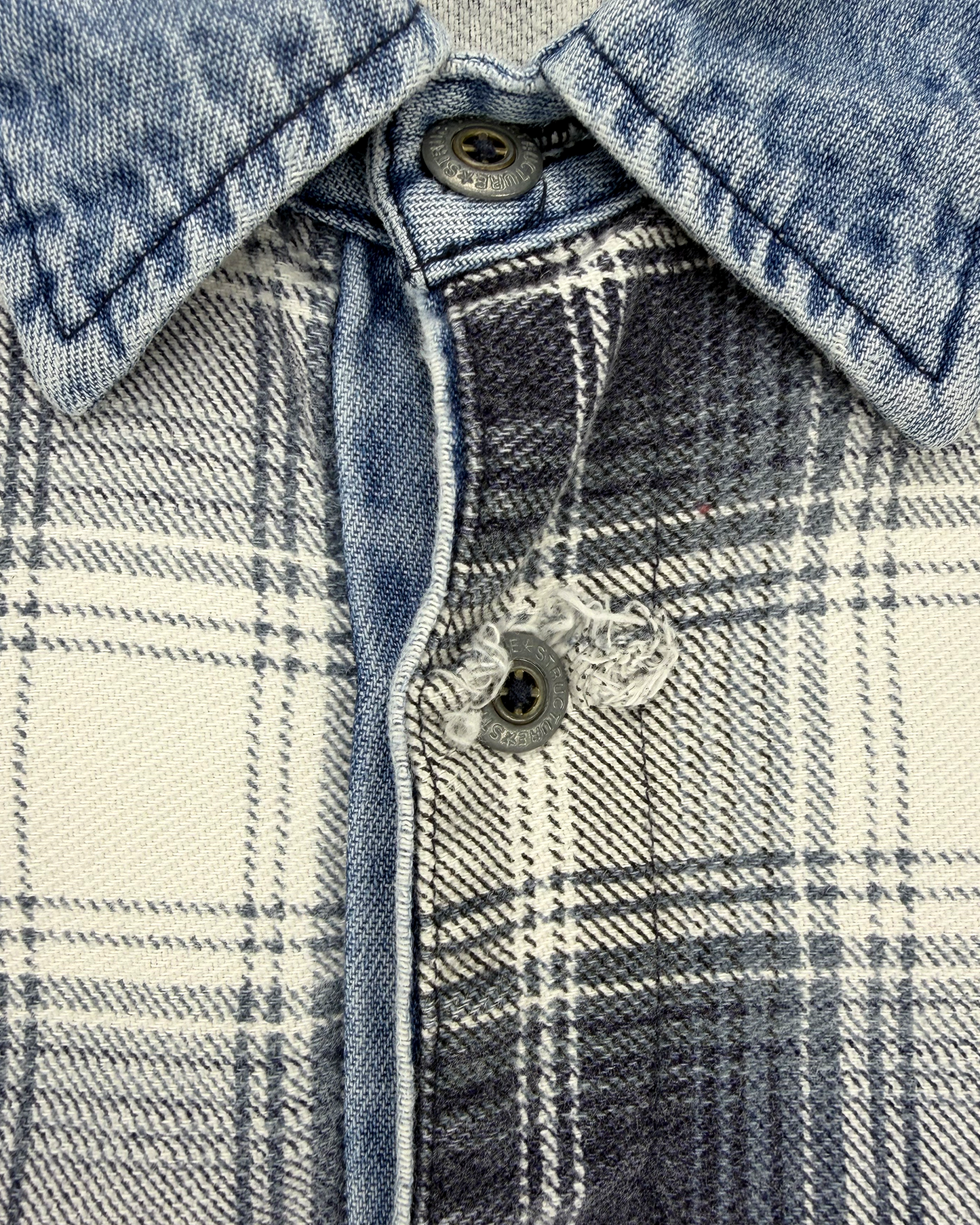 90s Structure Shadow Plaid Rugby: White L