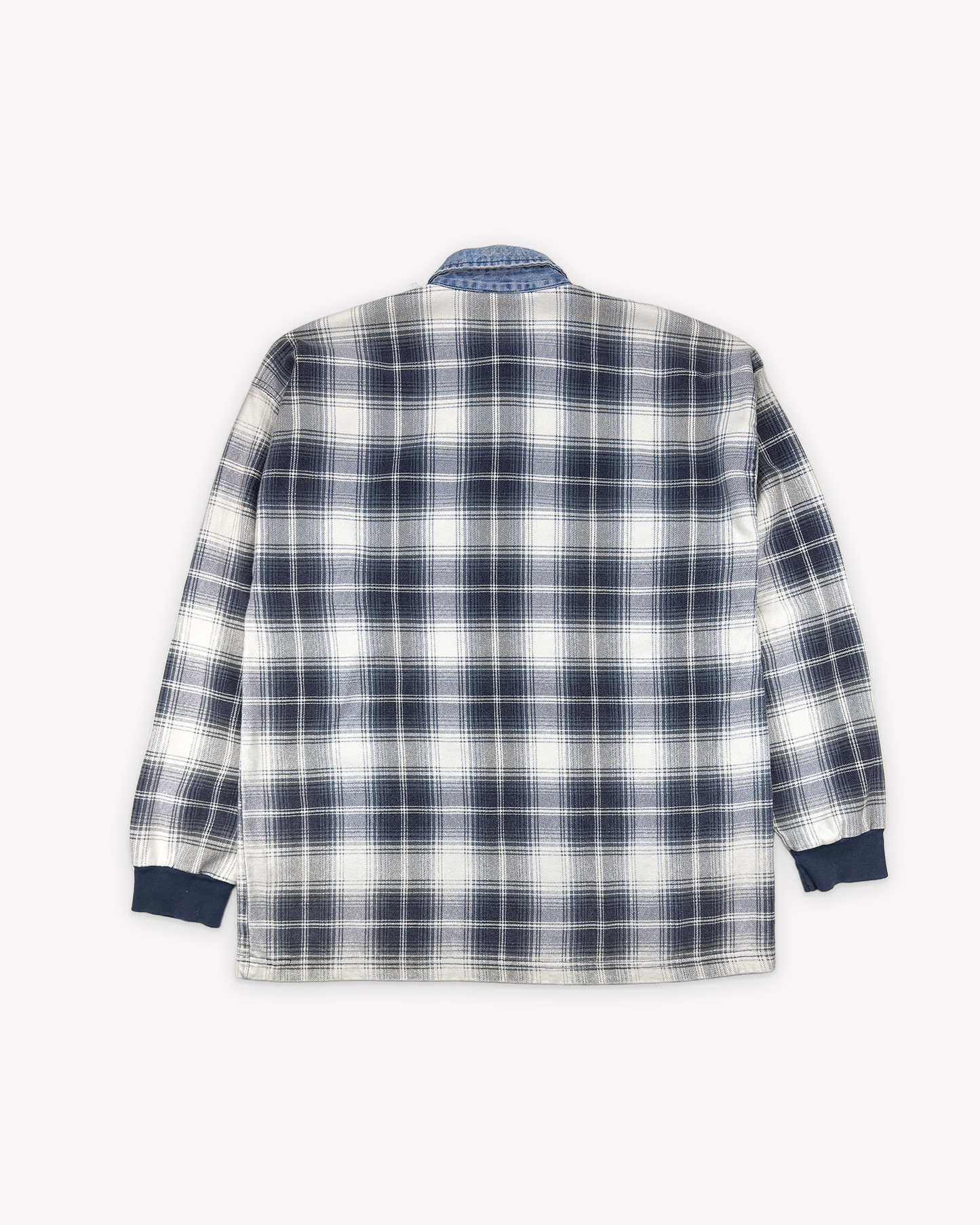 90s Structure Shadow Plaid Rugby: White L