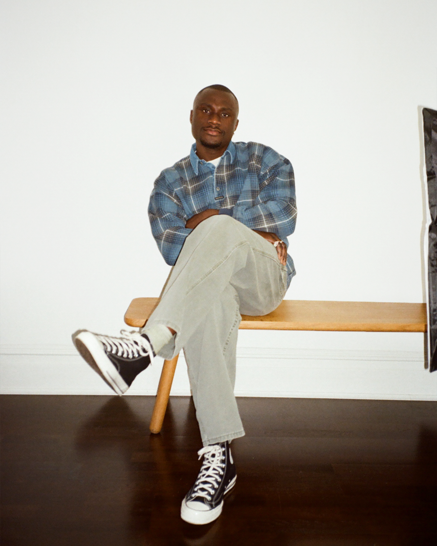 90s Structure Shadow Plaid Rugby: Blue XL