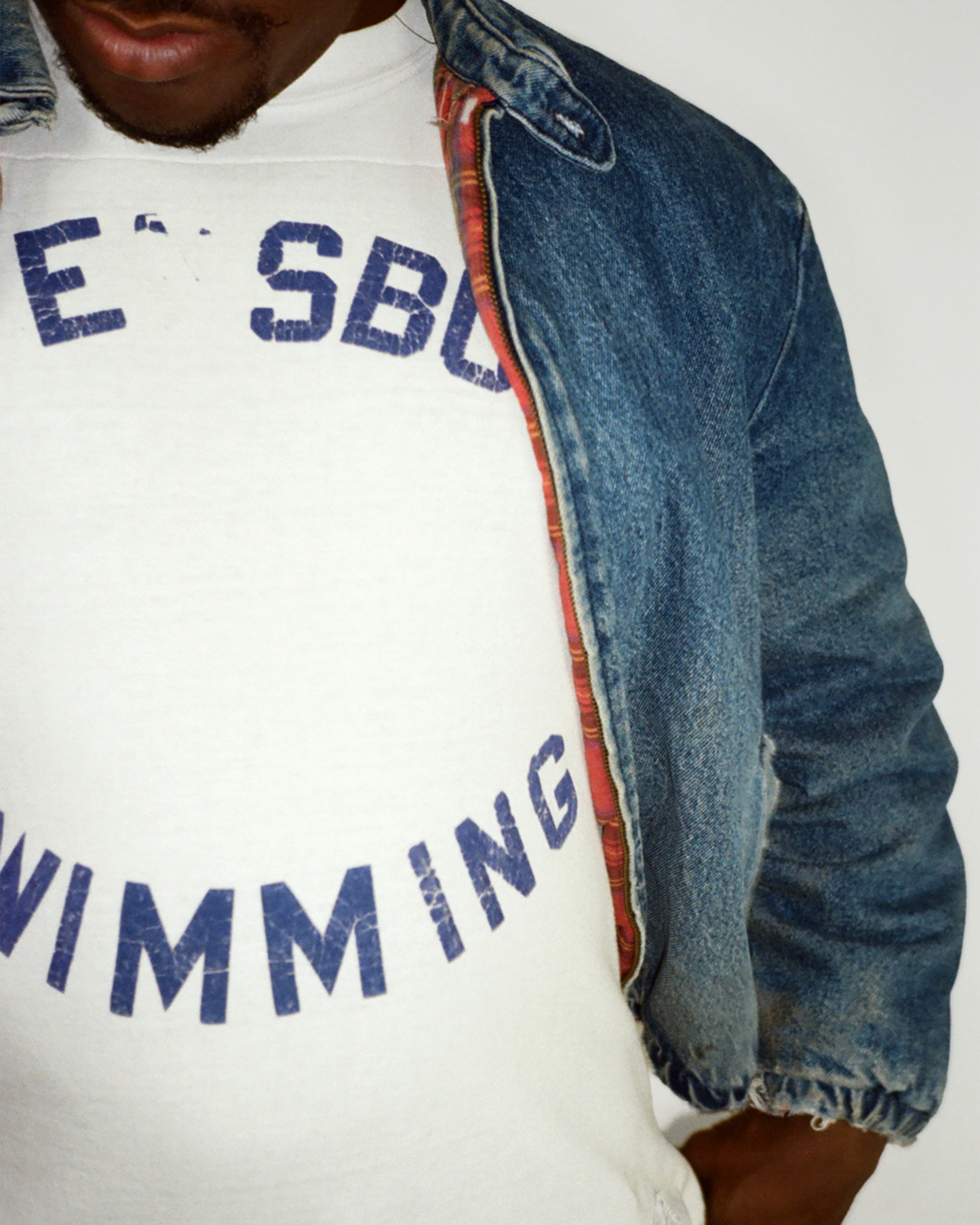 70s Champion Greensburg Swimming Cotton Jersey: Off White M