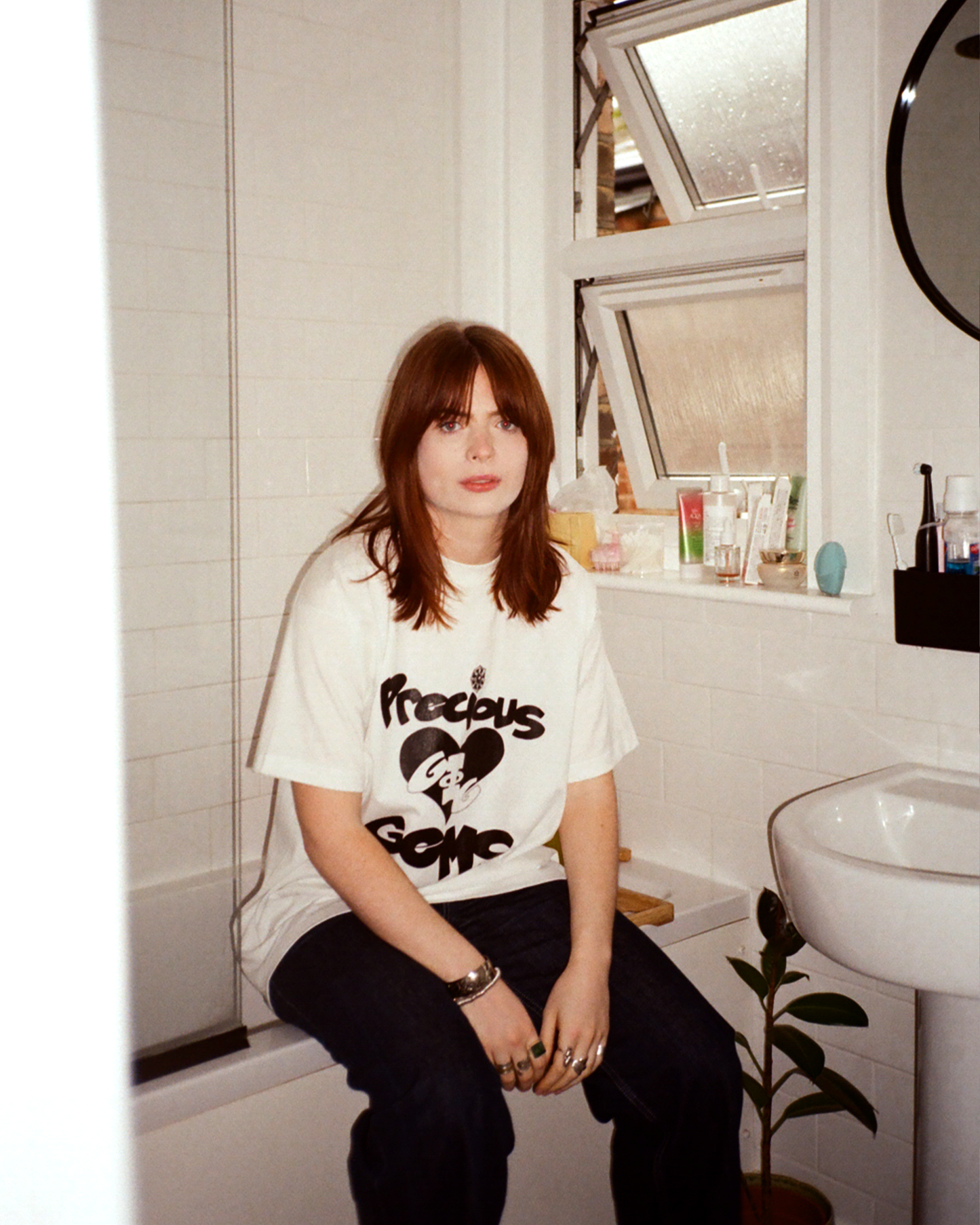 90s Precious Gems Single Stitch Tee: White L/XL